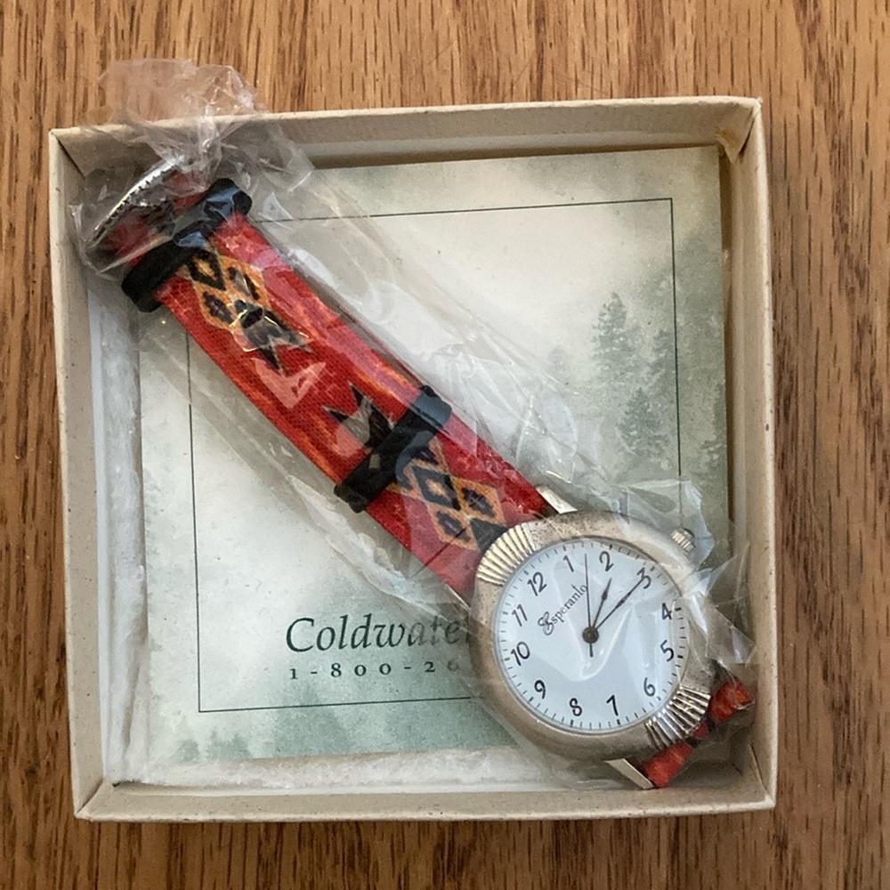 NEW Coldwater Creek watch with leather band & southwestern design origin…